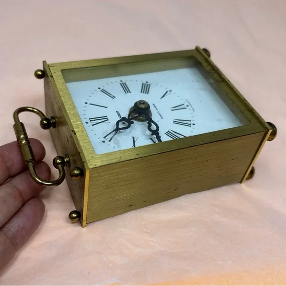 Quartz Alarm Carriage Clock in Brass Finish non working prop from west Germany - Picture 9 of 16